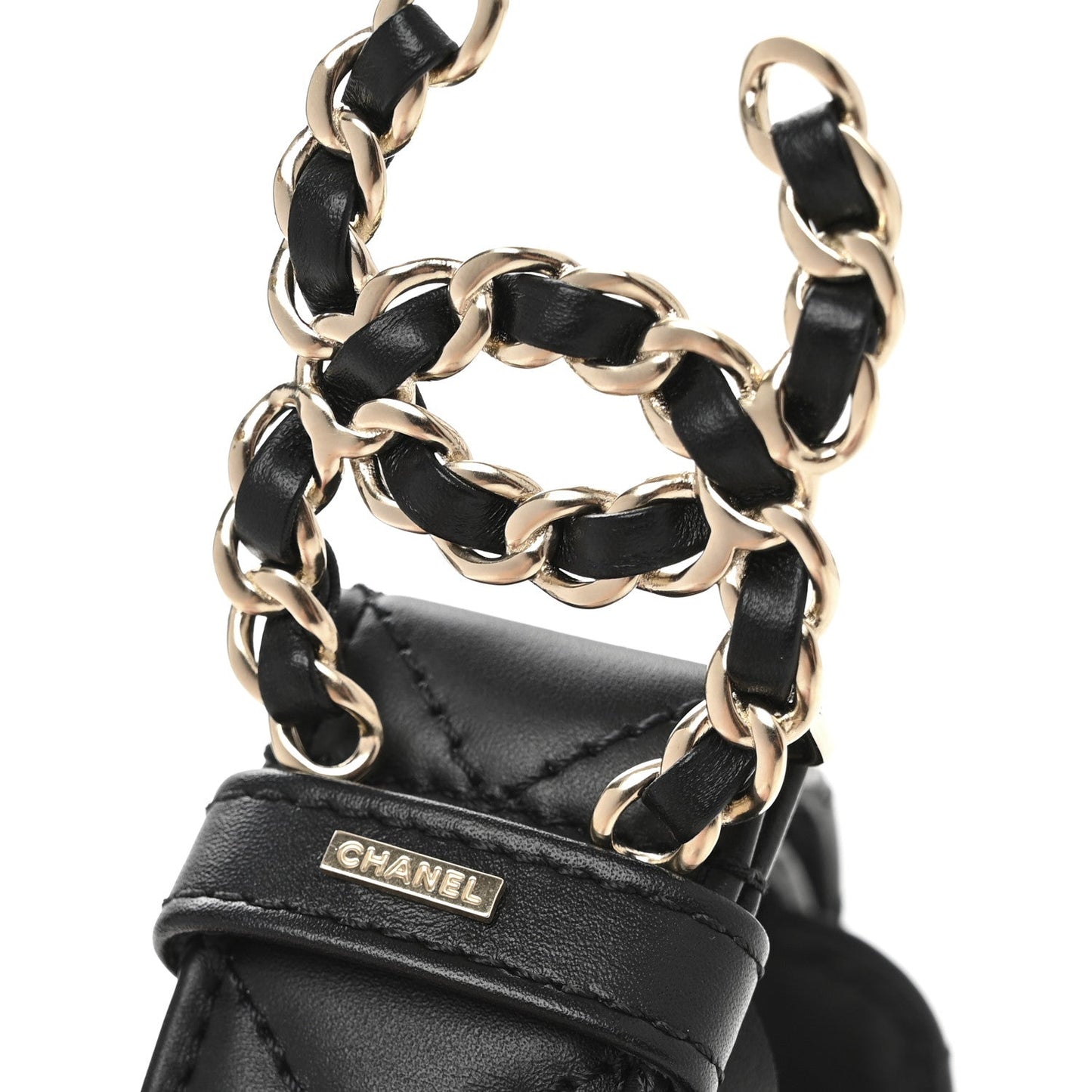 Chanel Calfskin Quilted CC Chain Belt 80 32 Black