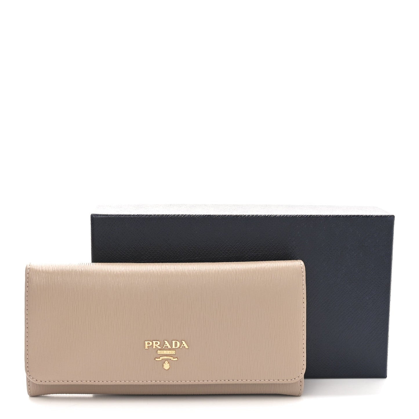 Prada Vitello Move Continental Flap Travel Wallet Cammeo