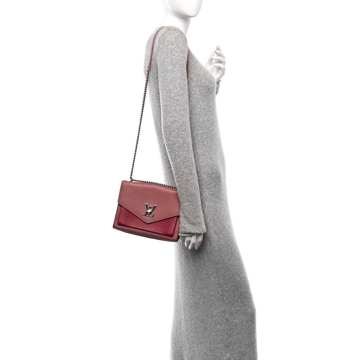 Louis Vuitton Soft Calfskin Mylockme Chain Bag BB Rose Boudoir Lie De Vin