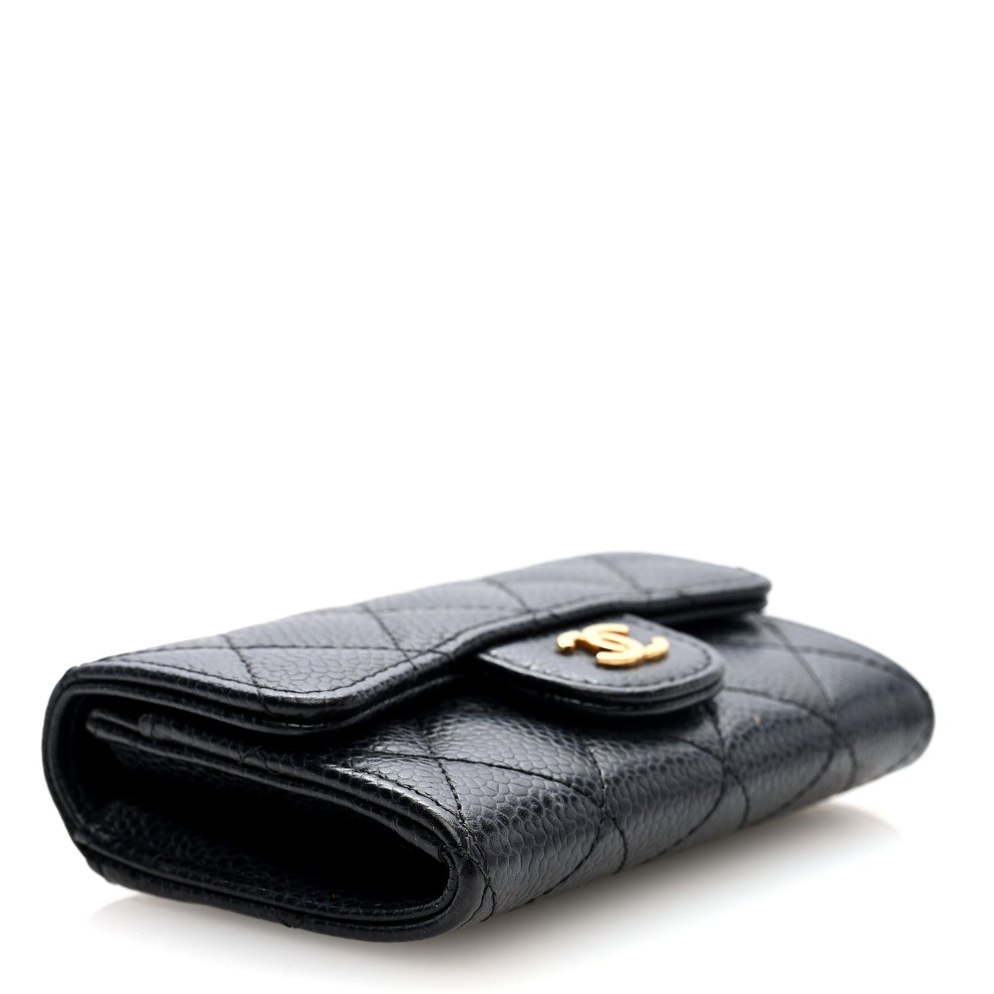 Chanel Caviar Quilted Flap Card Holder Wallet Black