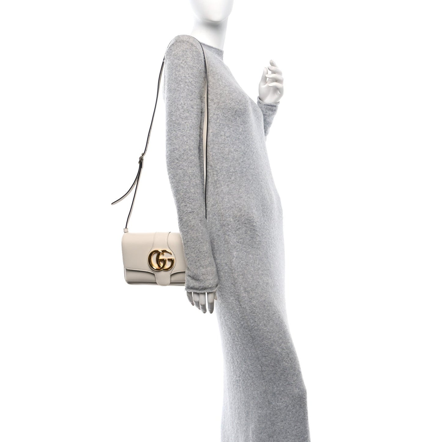 Gucci Calfskin Small Arli Flap Shoulder Bag Mystic White