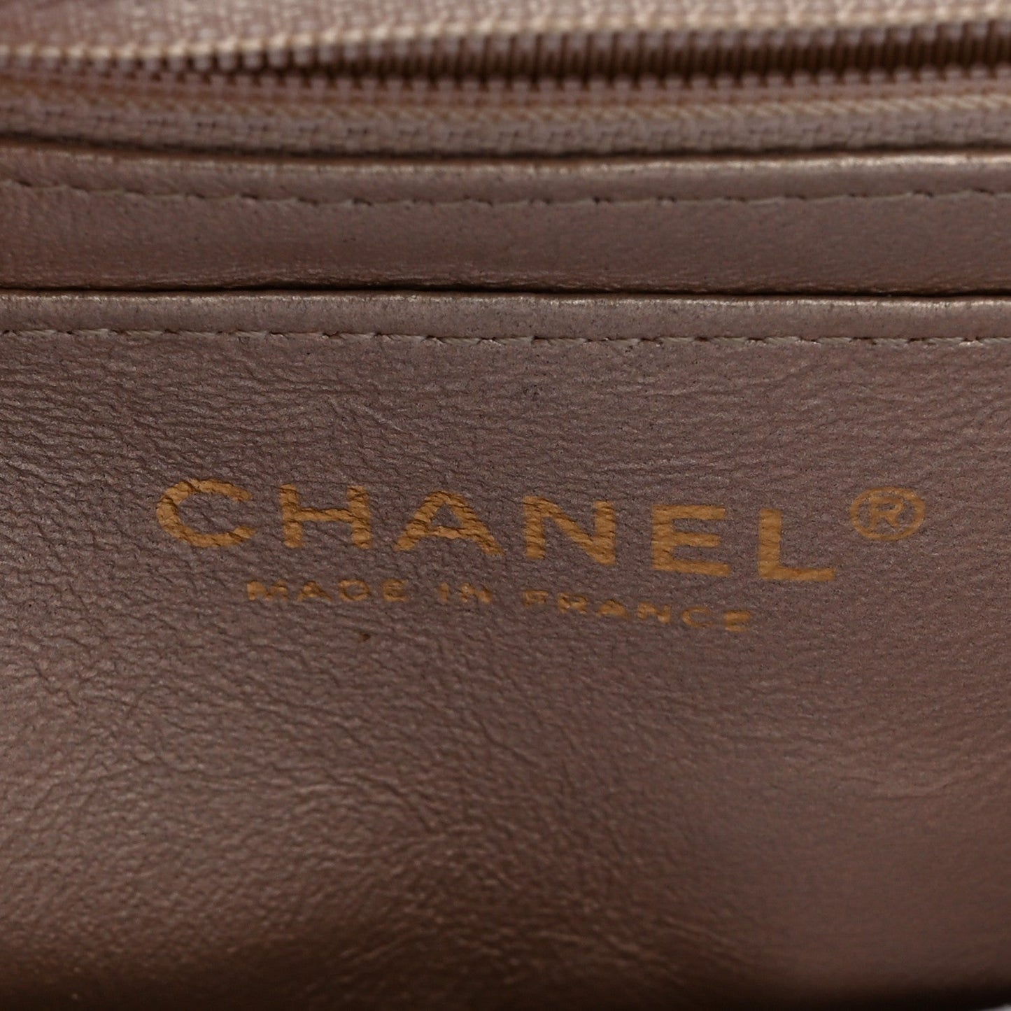 Chanel Metallic Lambskin Perforated Mini Rectangular Flap Light Gold