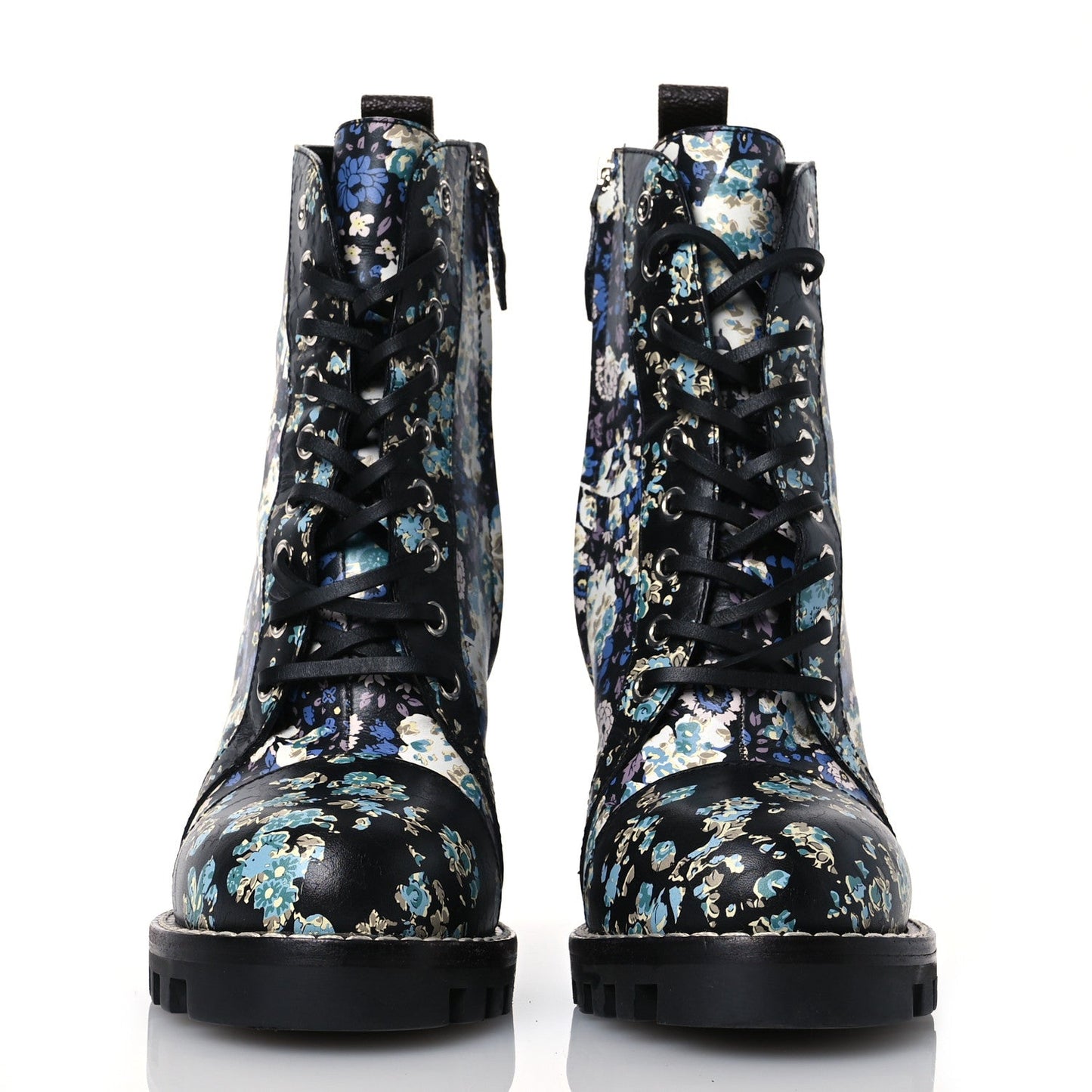 Louis Vuitton Calfskin Floral Star Trail Ankle Boots Black