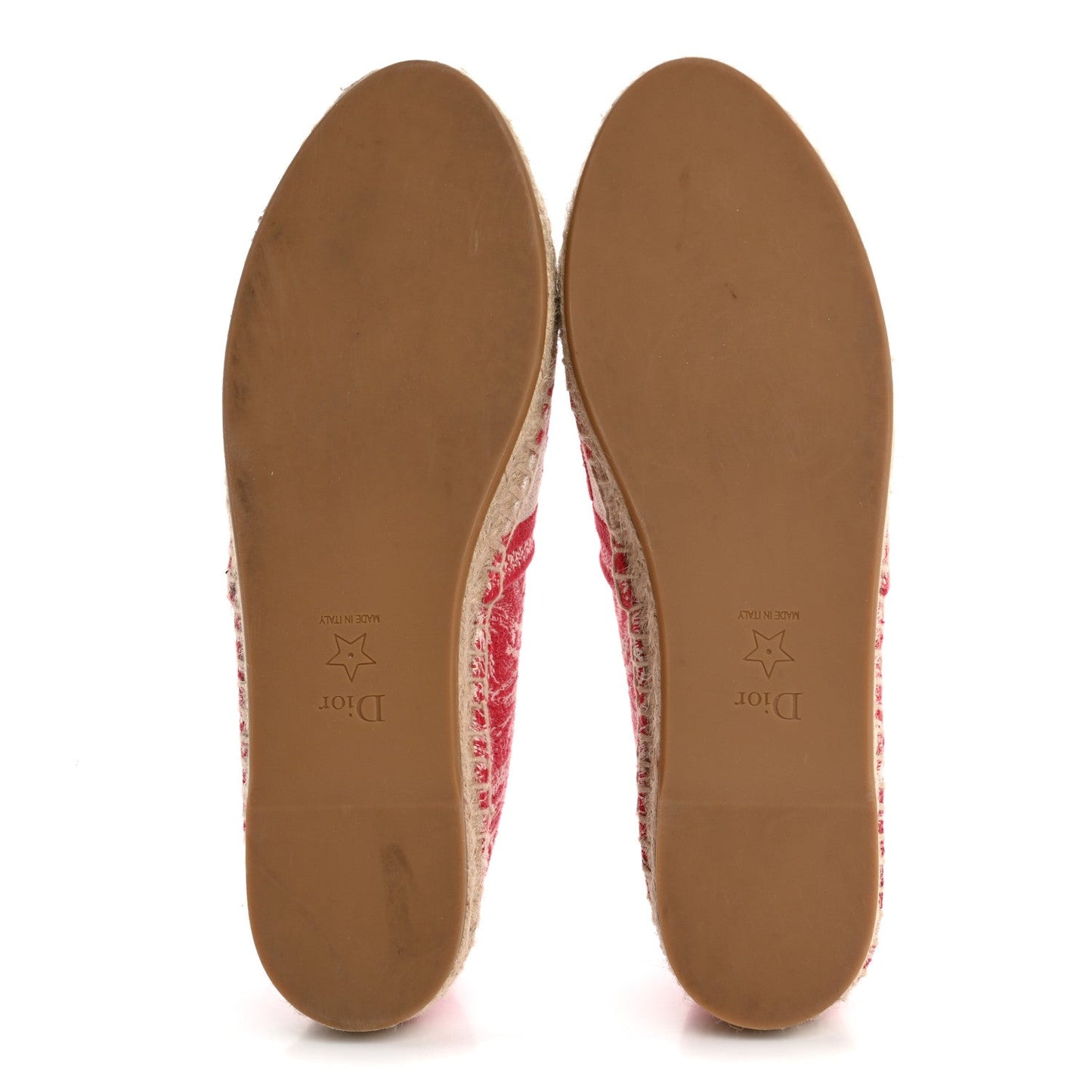Christian Dior Embroidered Toile De Jouy Granville Espadrille 38.5 Raspberry