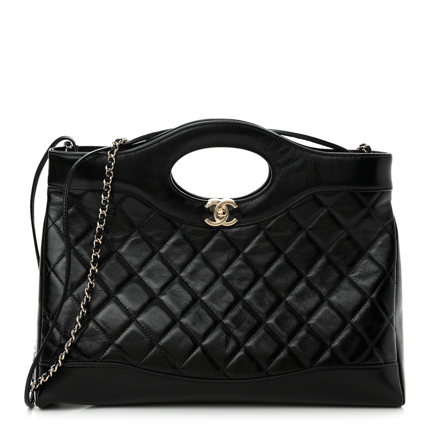 Chanel Shiny Lambskin Quilted 31 Shopping Bag Black
