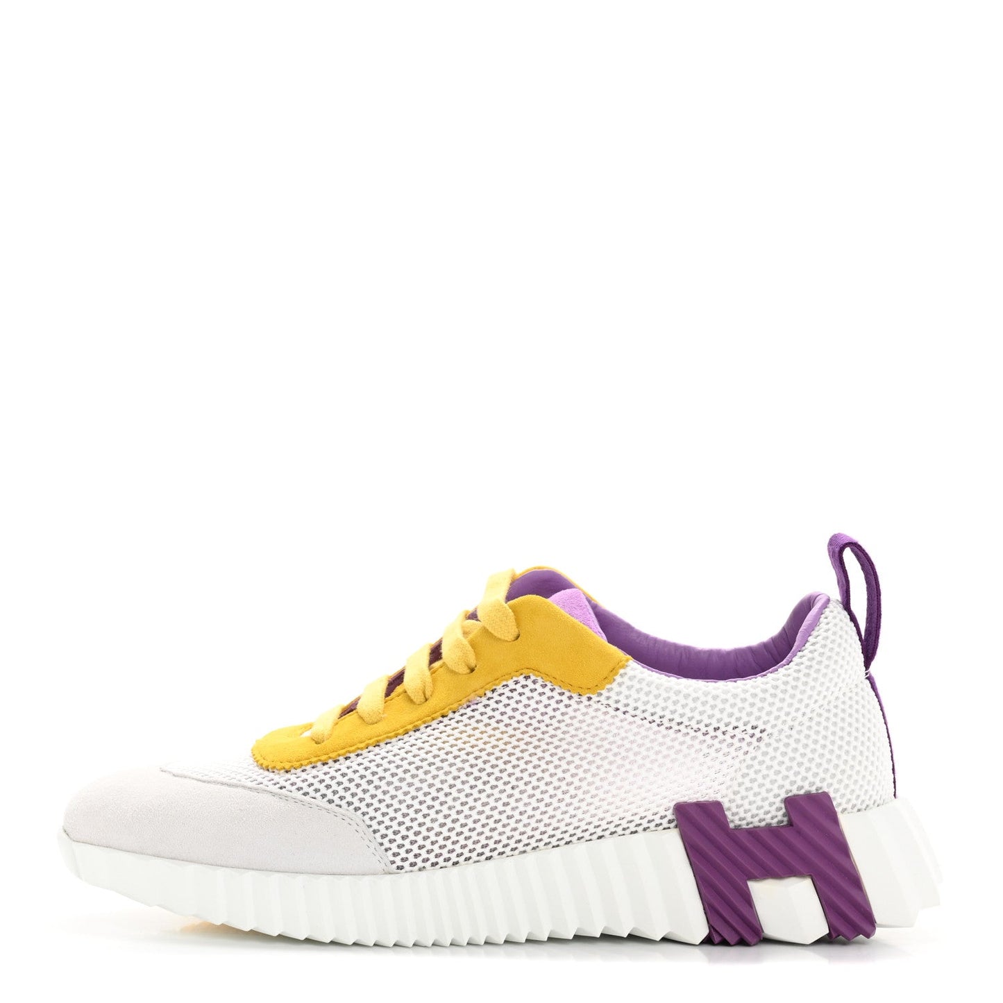 Hermes Air Mesh Suede Goatskin Bouncing Sneakers 36 White Multicolor