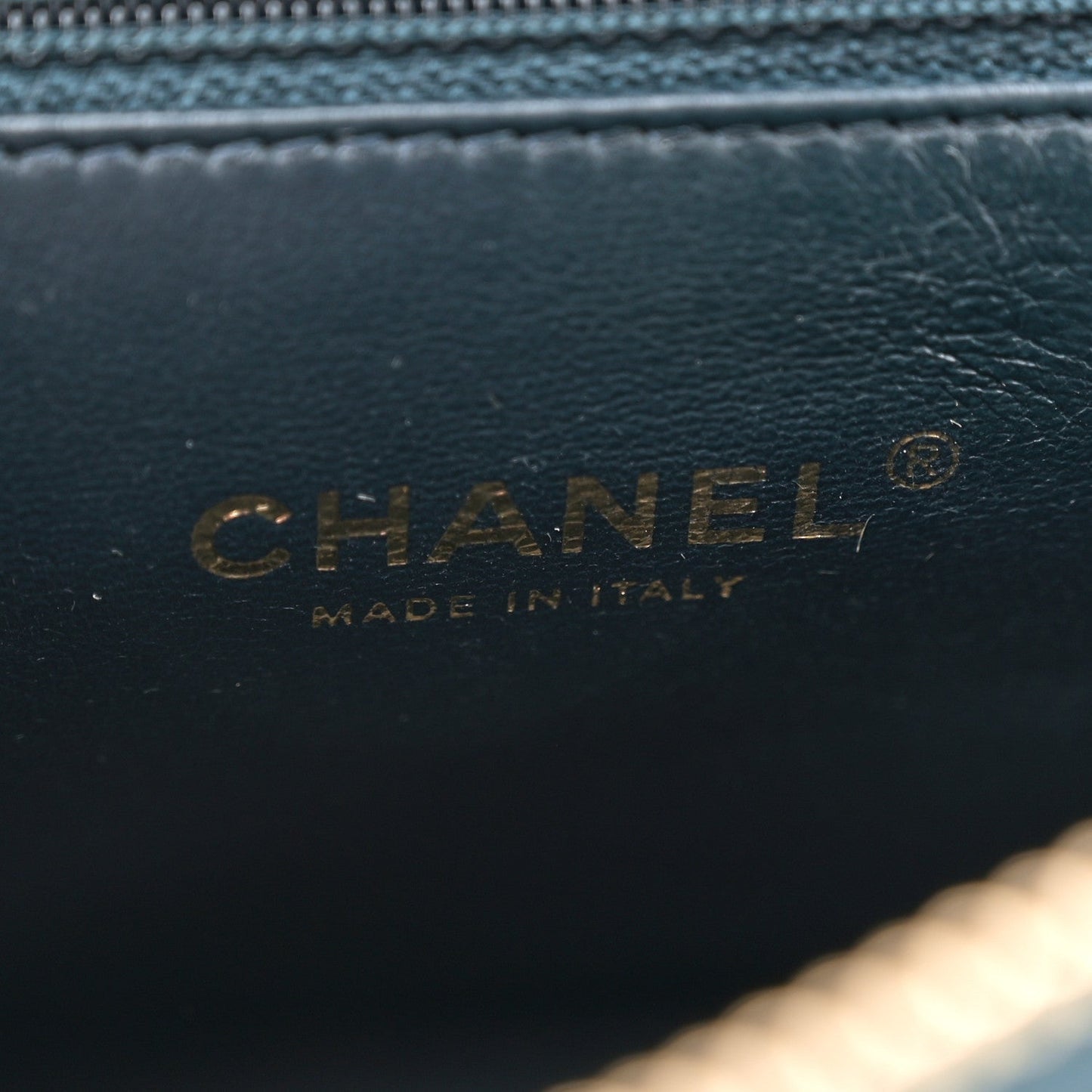 Chanel Calfskin Chevron Quilted Medal Flap Navy