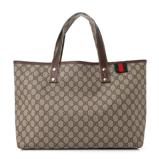 Gucci GG Plus Monogram Medium Signature Web Loop Tote Brown