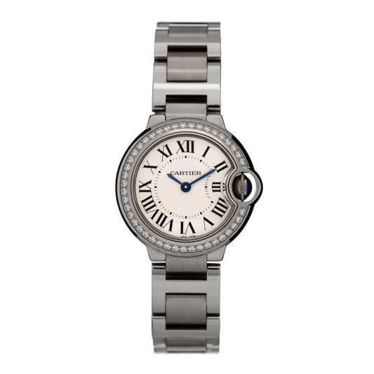 Cartier Stainless Steel Diamond Bezel 28mm Ballon Bleu De Quartz Watch