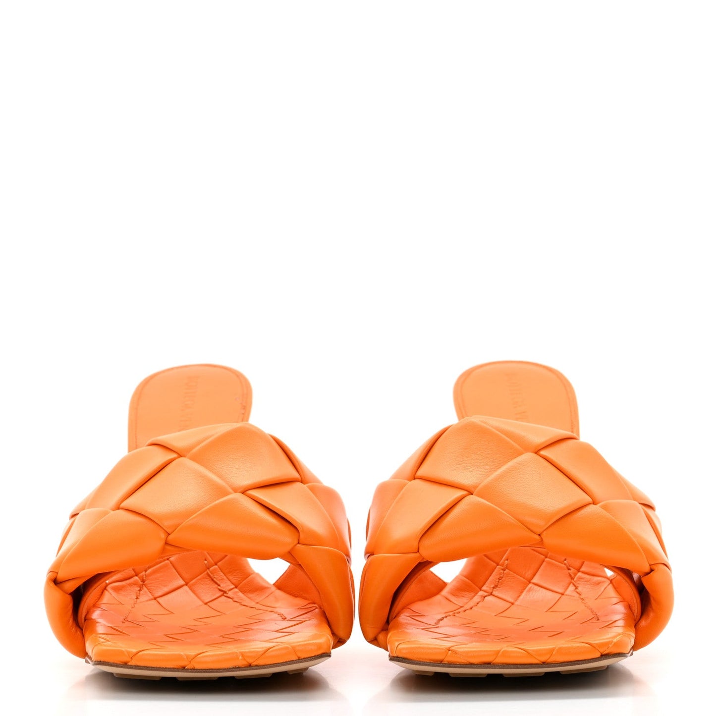 Bottega Veneta Nappa Maxi Intrecciato Lido Mule Sandals 37 Tangerine