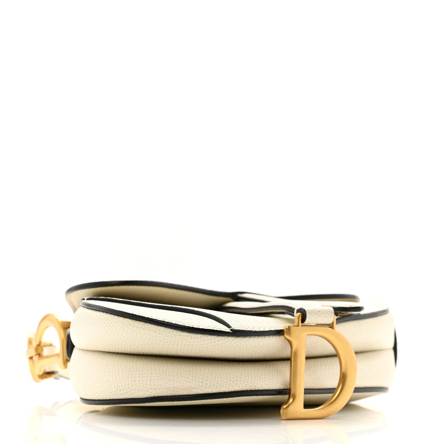 Christian Dior Grained Calfskin Mini Saddle Bag Ivory