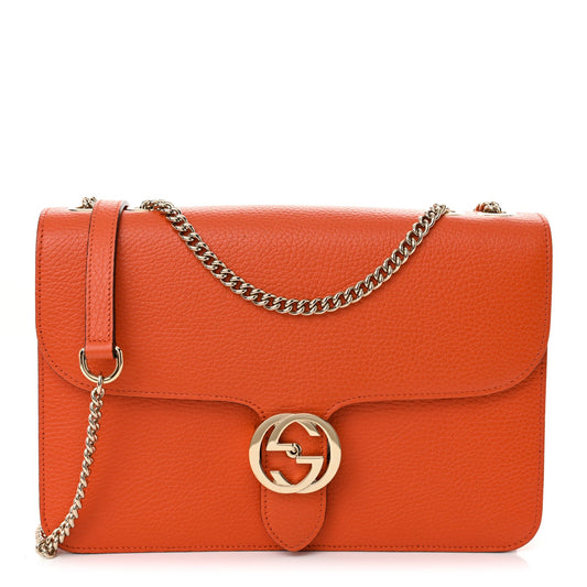 Gucci Dollar Calfskin InterLocking G Shoulder Bag Sun Orange