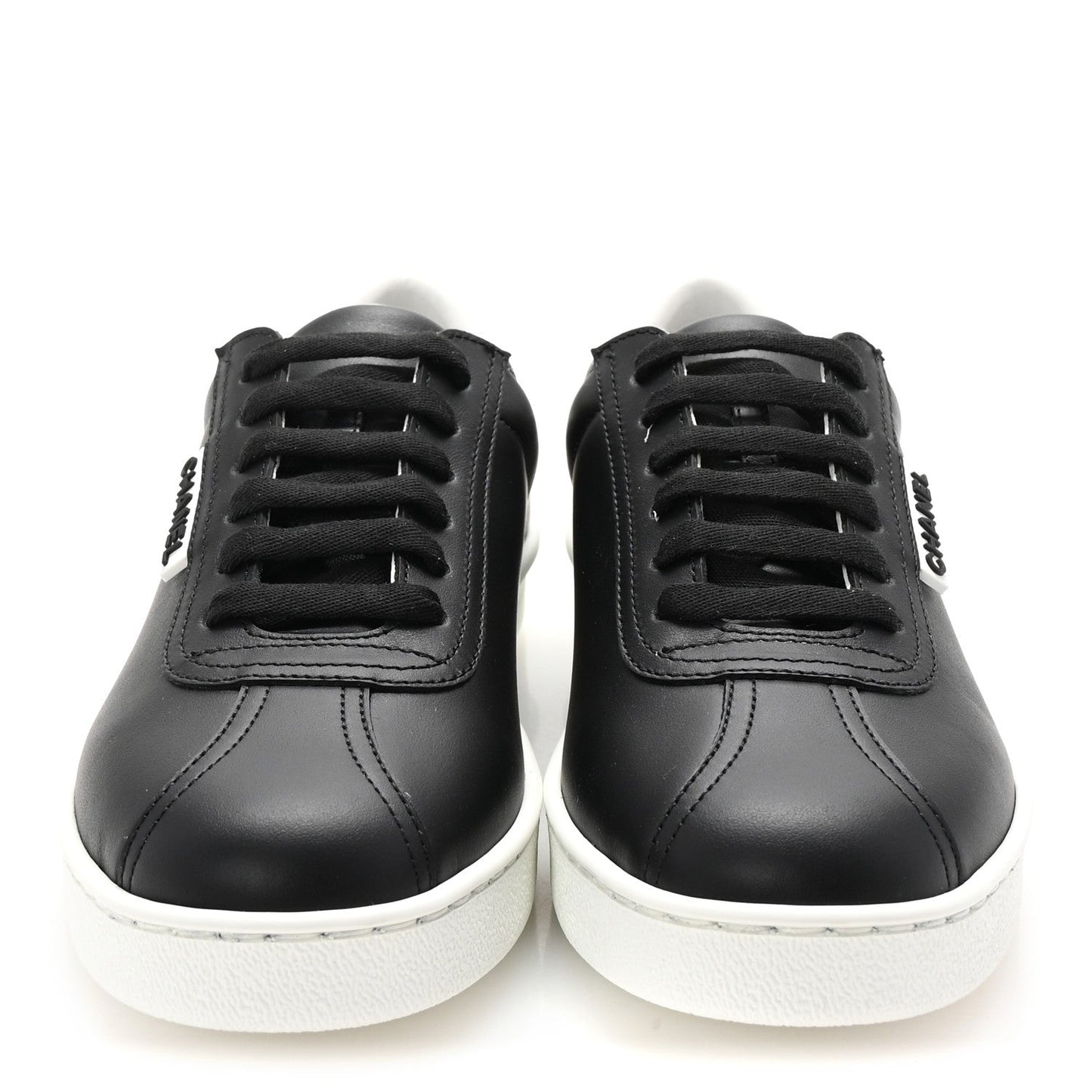 Chanel Calfskin CC Uniform Womens Sneakers 37 Black