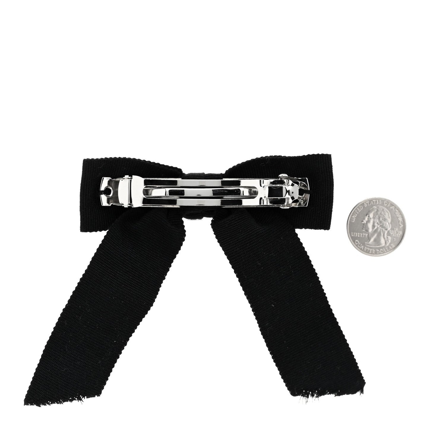 Chanel Grosgrain Bow CC Hair Clip Black