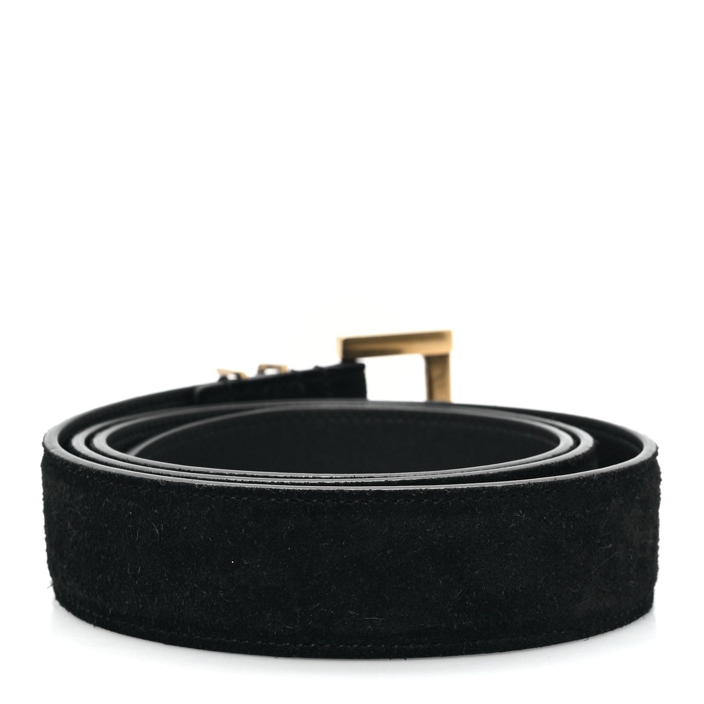 Saint Laurent Suede Calfskin Monogram Square Buckle Belt 90 36 Black
