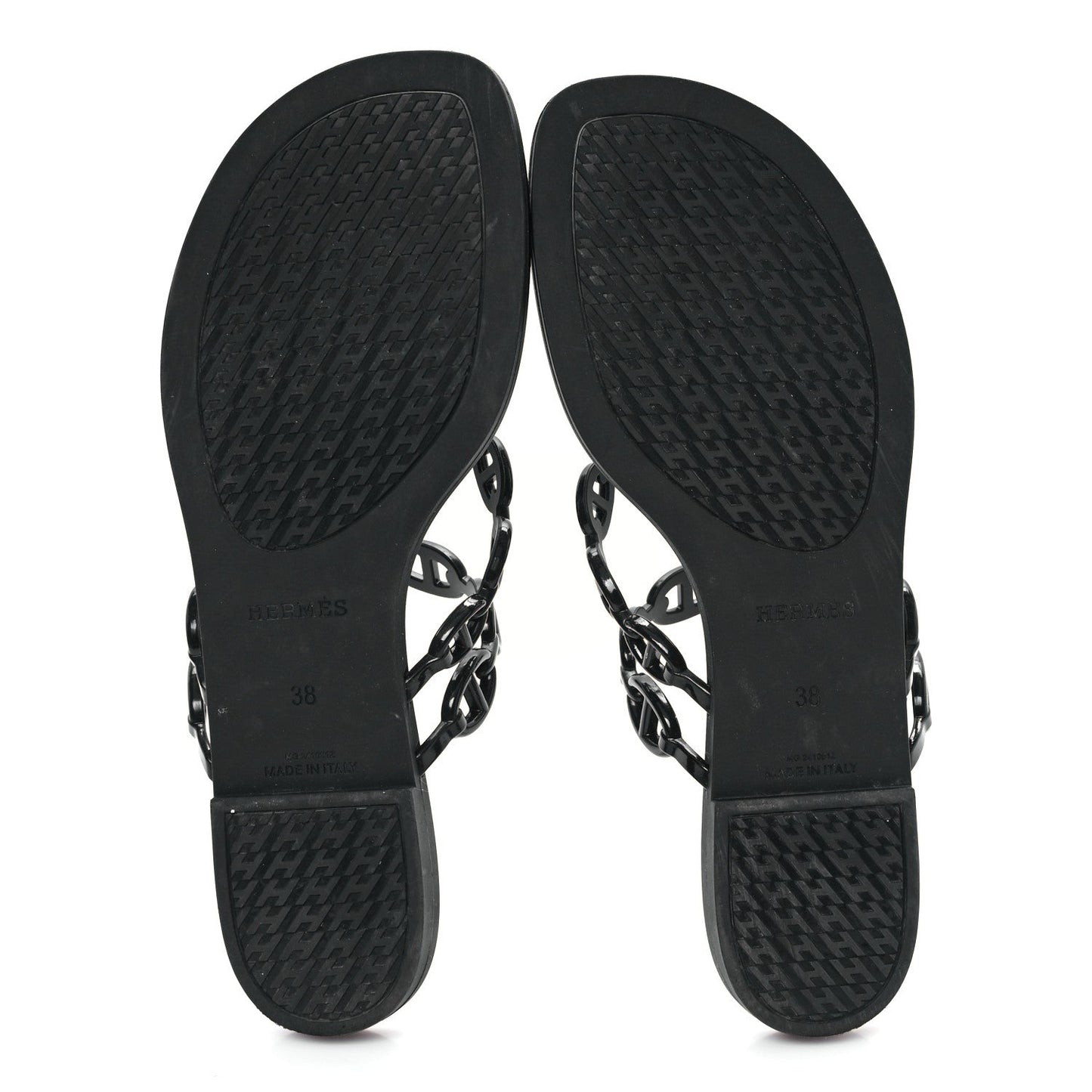 Hermes Rubber Chaine d'Ancre Rivage Sandals 38 Black