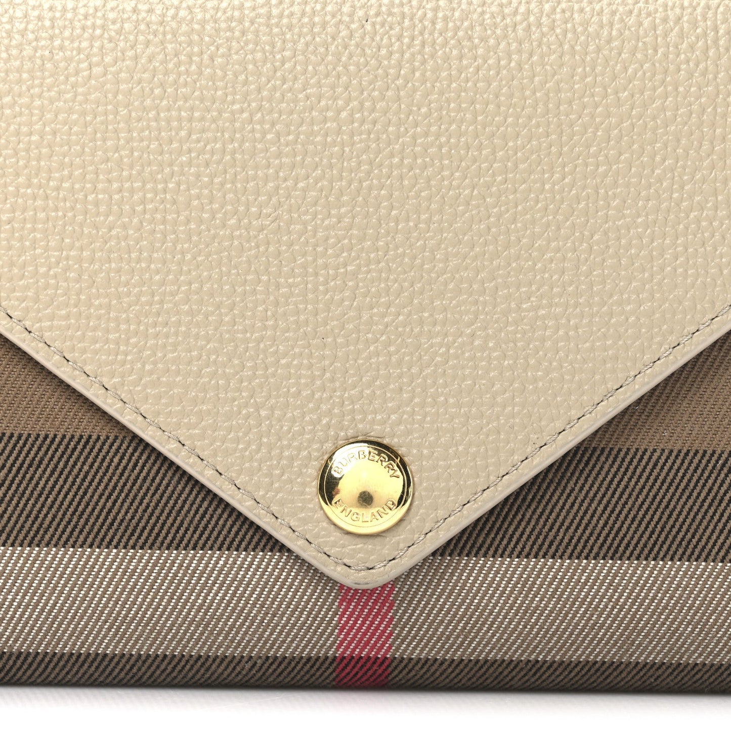 Burberry Calfskin House Check Hannah Wallet with Detachable Strap Beige