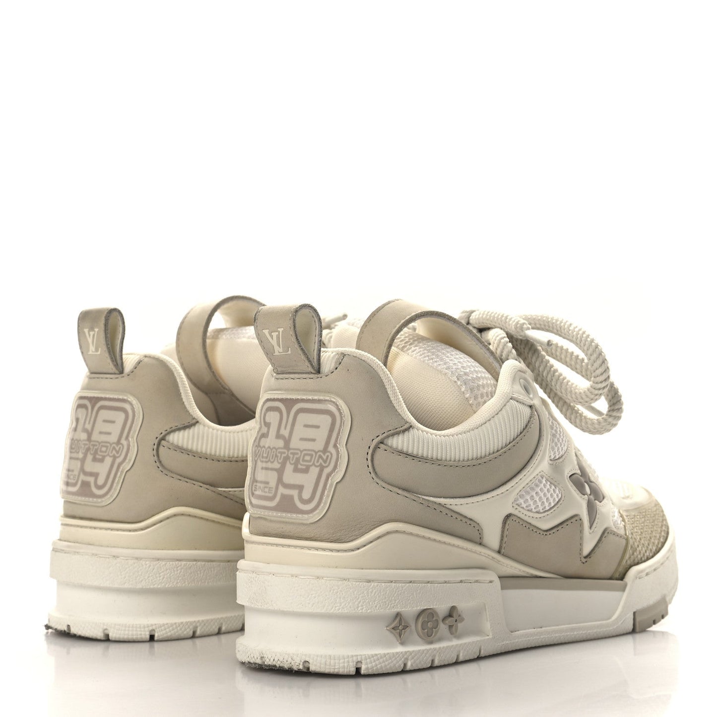 Louis Vuitton Calfskin Mesh Womens LV Skate Sneaker Beige White
