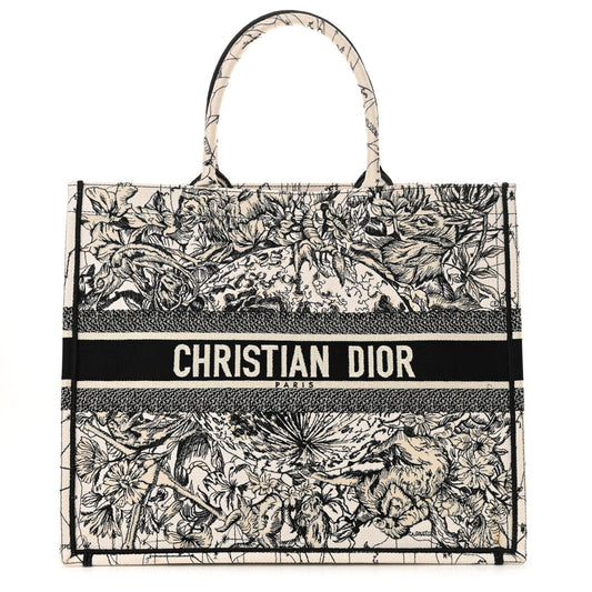 Christian Dior Canvas Embroidered Large Zodiac Book Tote Latte Multicolor