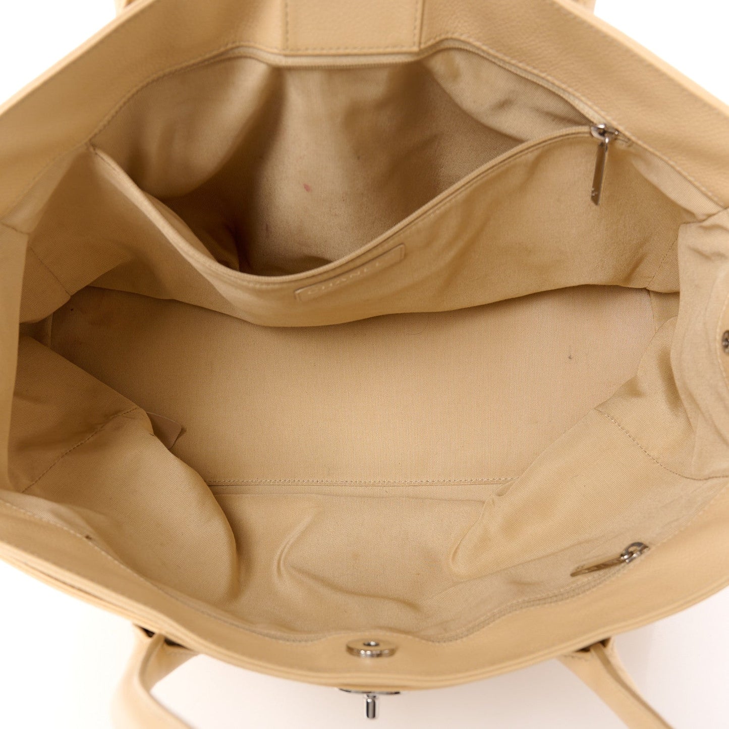 Chanel Calfskin Cerf Executive Shopper Tote Beige Clair