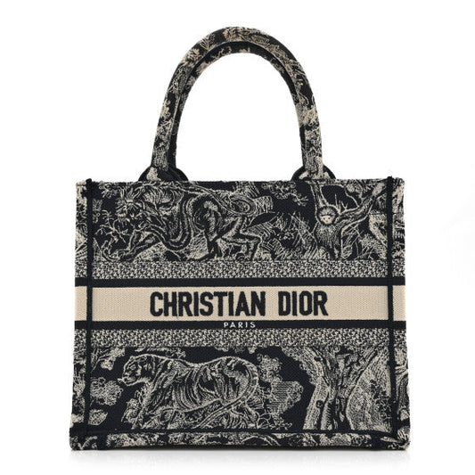 Christian Dior Canvas Embroidered Small Dioriviera Toile De Jouy Book Tote Blue