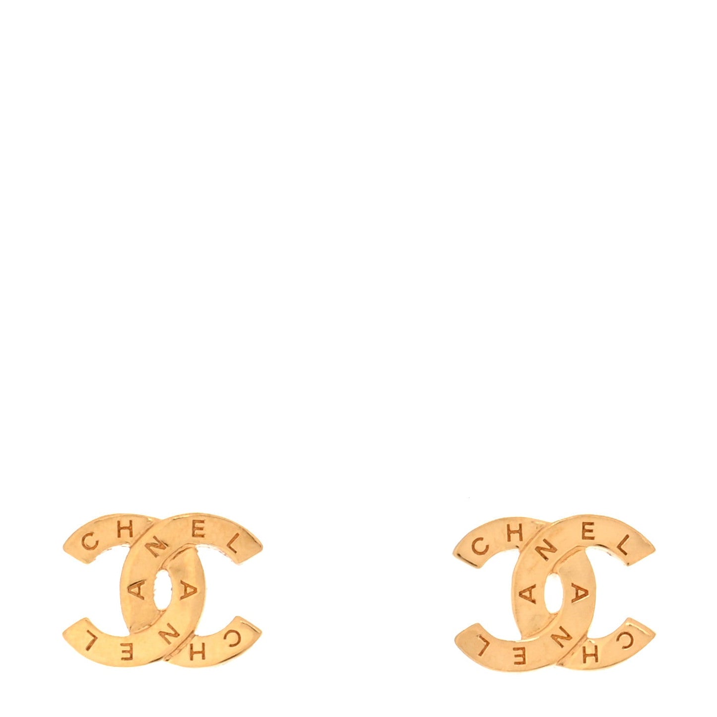 Chanel Metal CC Paris Button Stud Earrings Gold