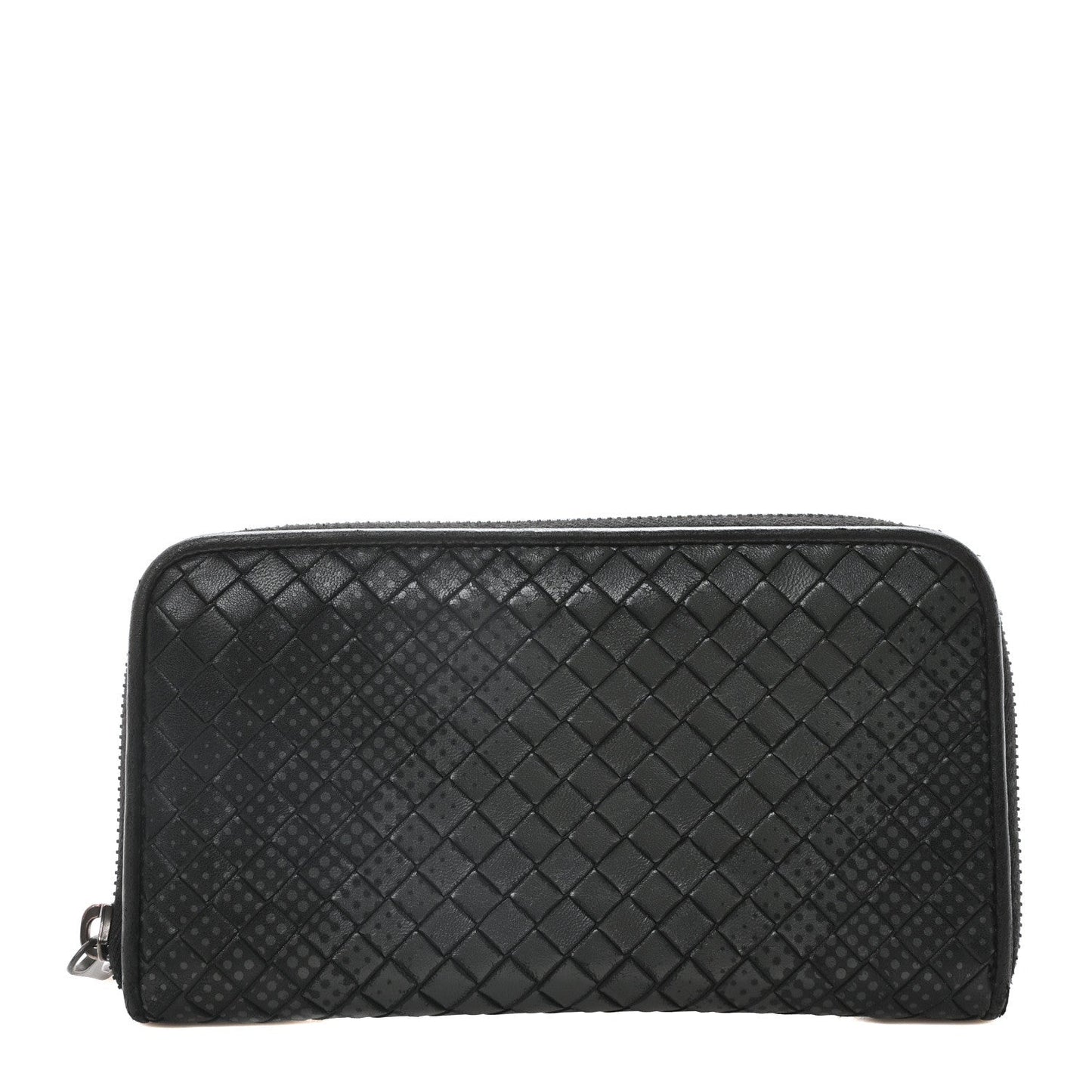Bottega Veneta Nappa Intrecciato Dot Zip Around Wallet Black Grey