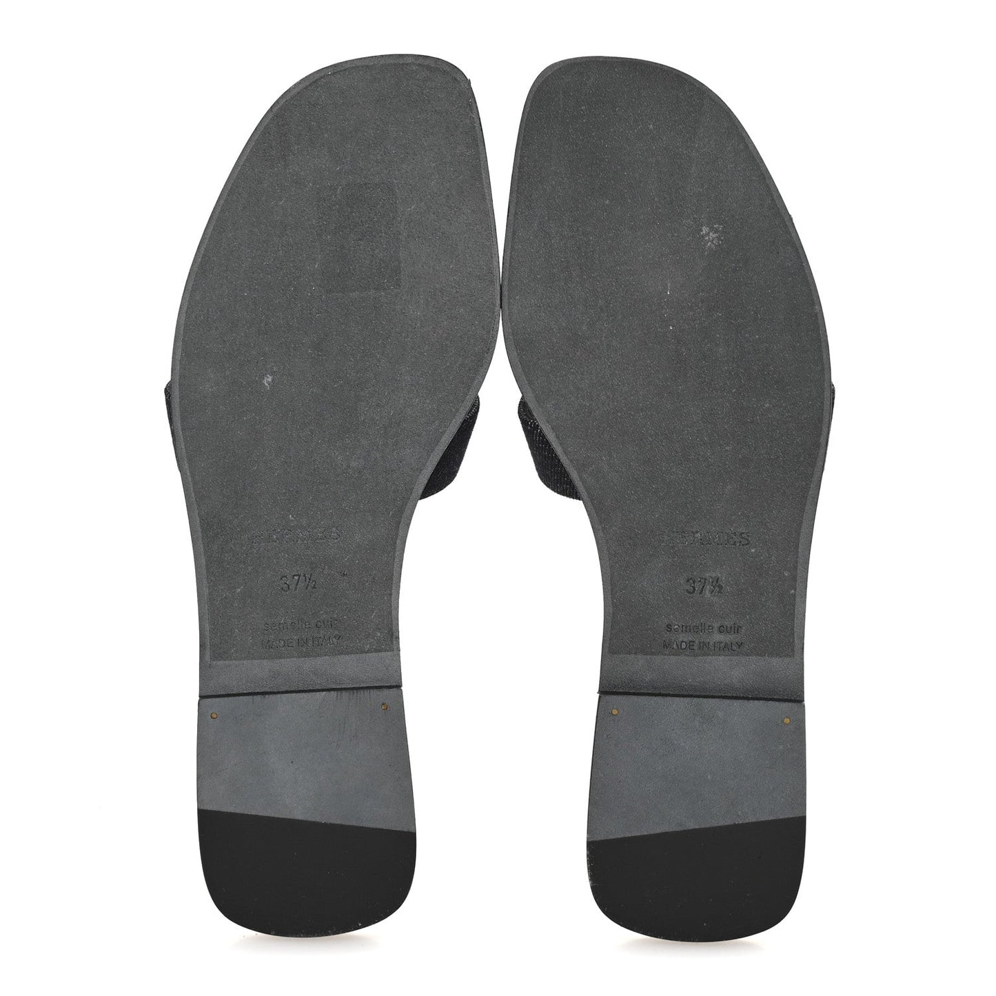 Hermes Denim Canvas Oran Sandals 37.5 Bleu Brut