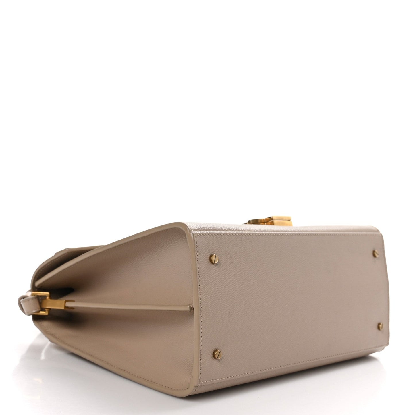Saint Laurent Grain de Poudre Medium Classic Monogram Cassandra Top Handle Dark Beige