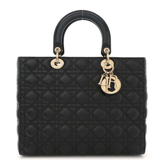 Christian Dior Lambskin Cannage Large Lady Dior Black