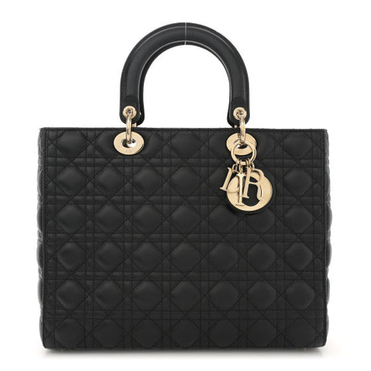 Christian Dior Lambskin Cannage Large Lady Dior Black