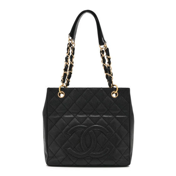 Chanel Caviar Quilted Petit Shopping Tote PST Black