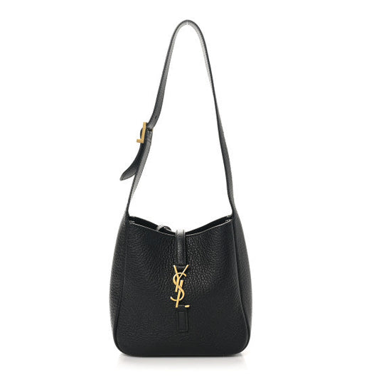 Saint Laurent Grained Calfskin Baby Le 5 A 7 Supple Hobo Black