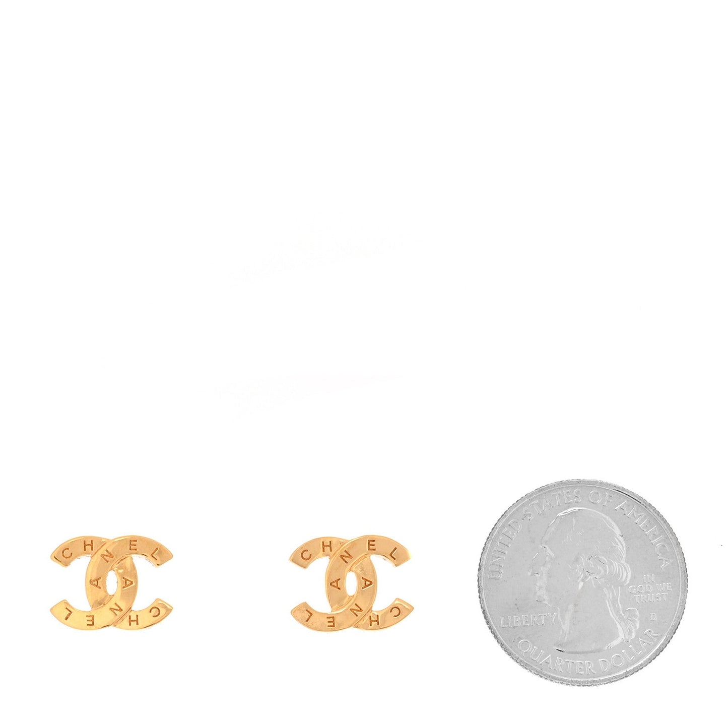 Chanel Metal CC Paris Button Stud Earrings Gold