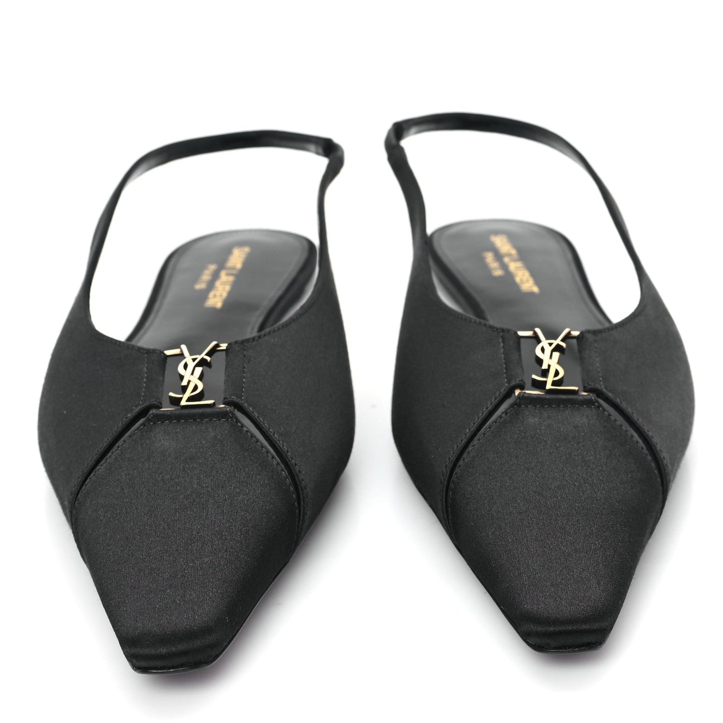 Saint Laurent Raso Nappa Babylone 00 Slingback Flats 38 Black