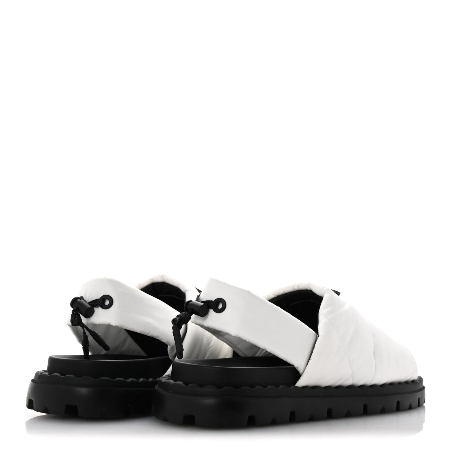 Prada Nylon Triangle Logo Padded Slingback Sandals 38 White