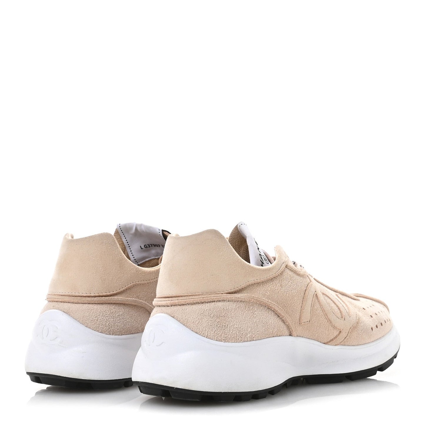 Chanel Suede Goatskin CC Sneakers 37 Light Pink