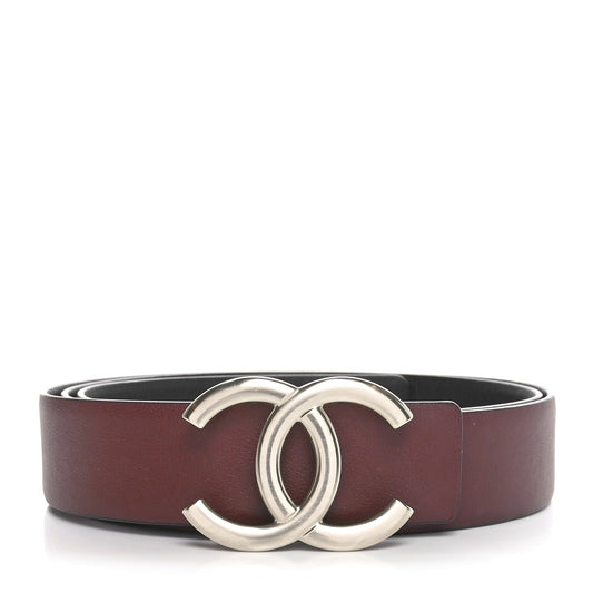 Chanel Calfskin CC Reversible Belt 80 32 Black Burgundy