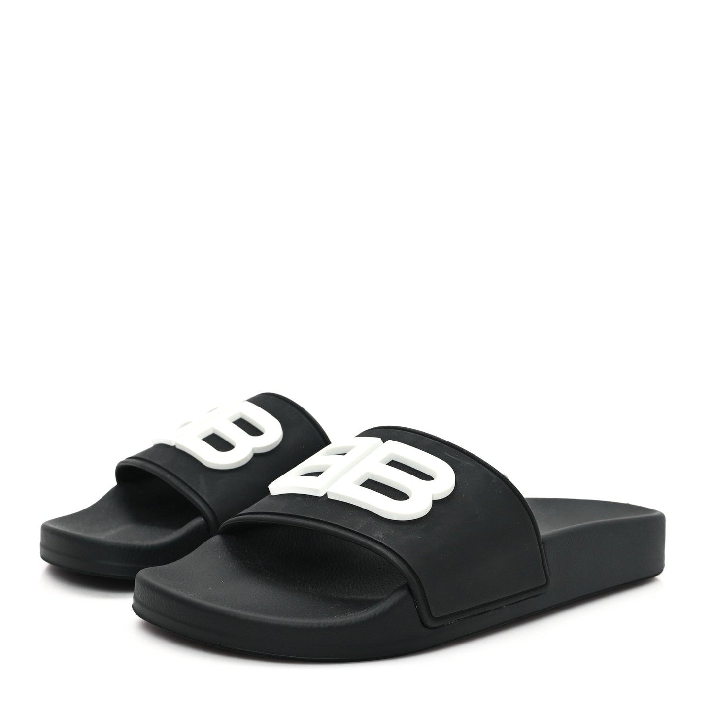 Balenciaga Rubber Womens BB Pool Slide Sandals 36 Black