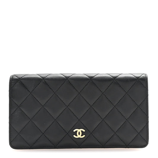 Chanel Lambskin Quilted Yen Wallet Black