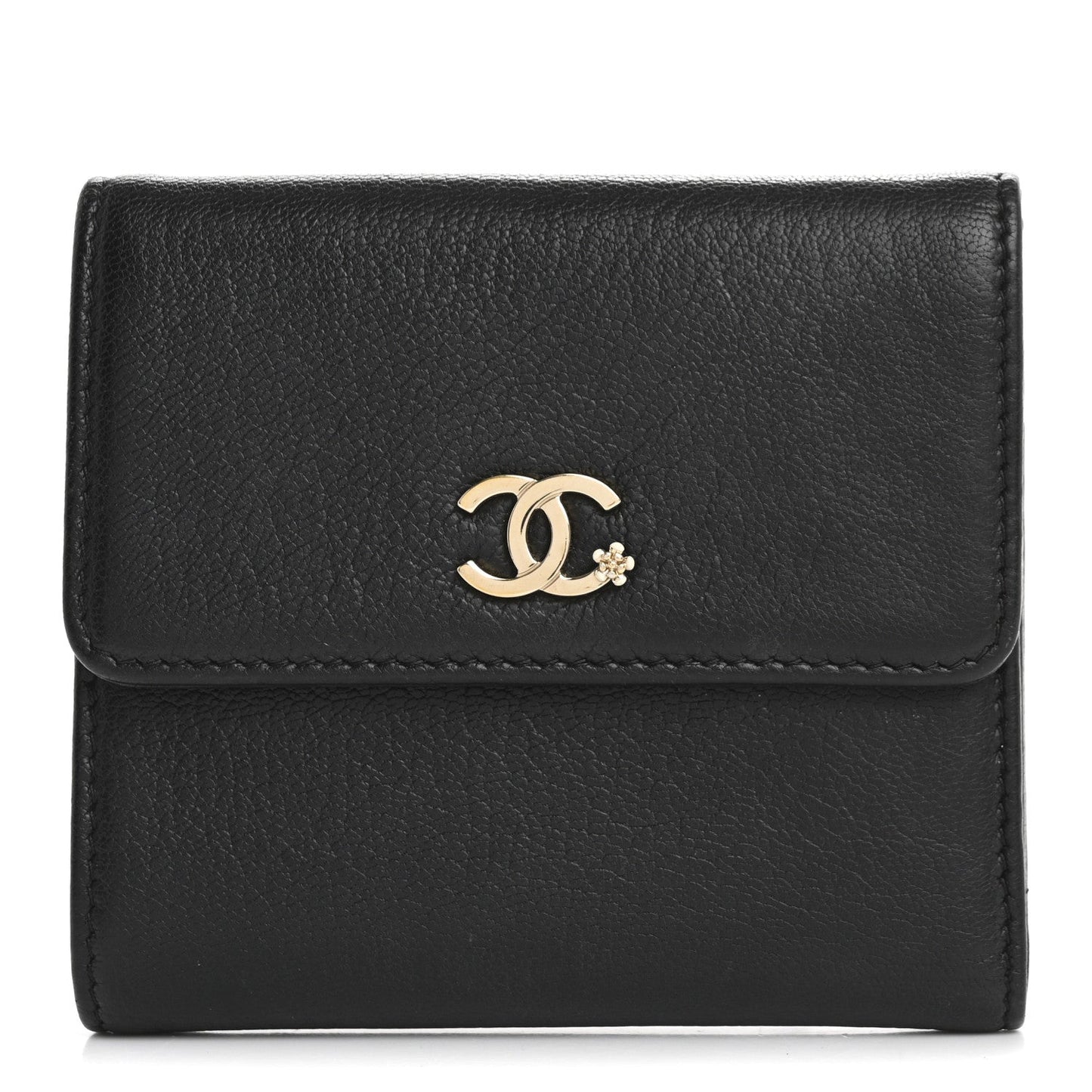 Chanel Goatskin CC Compact Flap Wallet Black