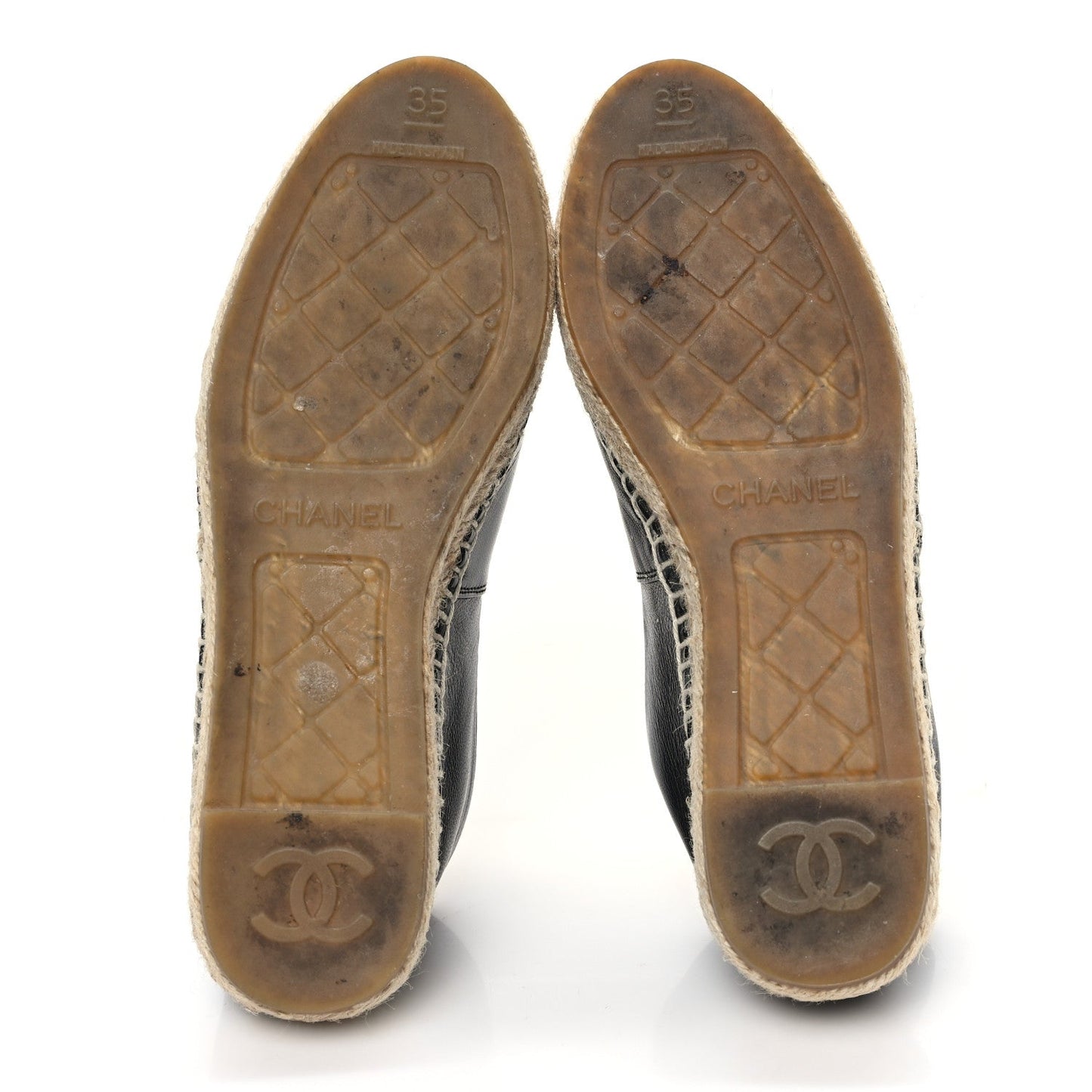Chanel Lambskin CC Espadrilles 35 Black