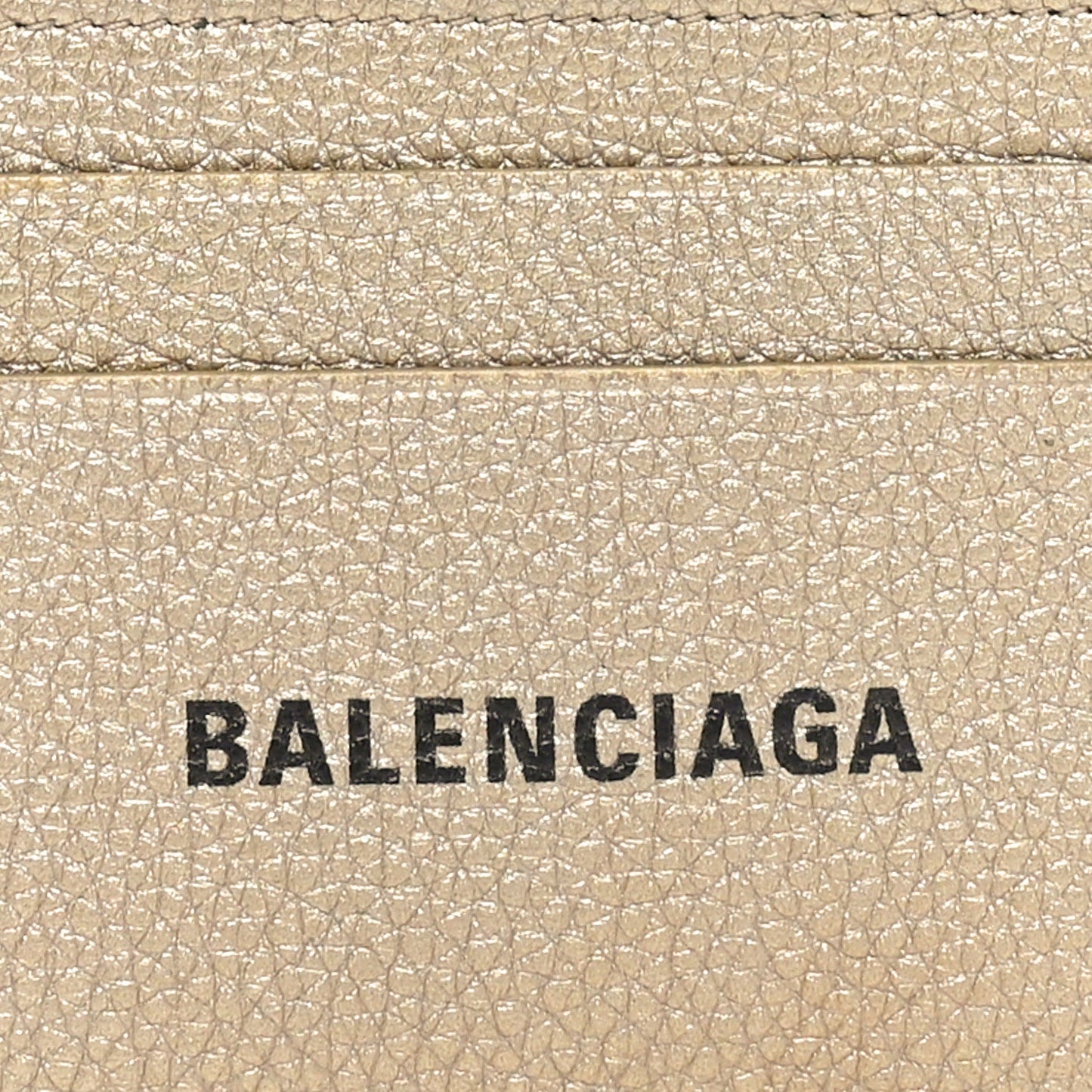 Balenciaga Grained Calfskin Logo Cash Rounded Card Holder Gold Black