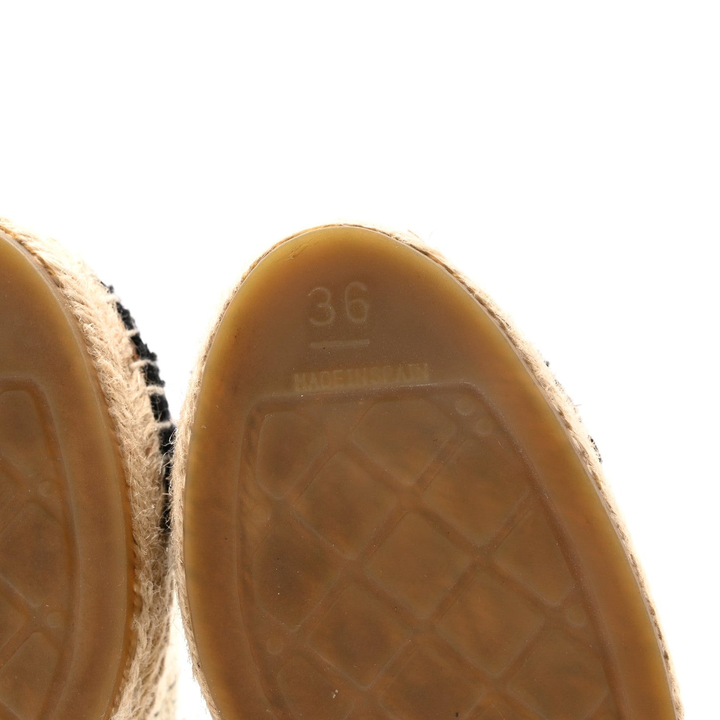 Chanel Tweed CC Espadrilles 36 Ecru White Blue Black
