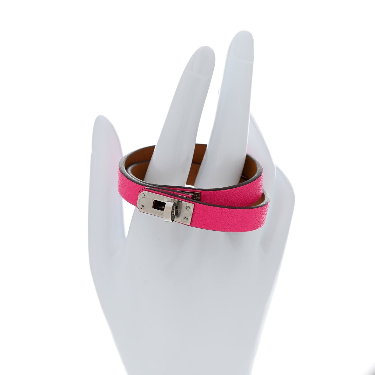 Hermes Chevre Chamkila Kelly Double Tour Bracelet T2 Rose Pop