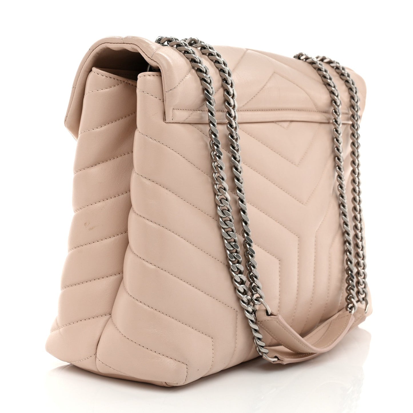 Saint Laurent Calfskin Y Quilted Monogram Medium Loulou Chain Satchel Rose Antic