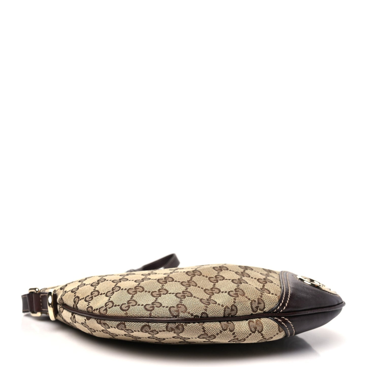 Gucci Monogram Medium New Britt Half Moon Hobo Dark Brown