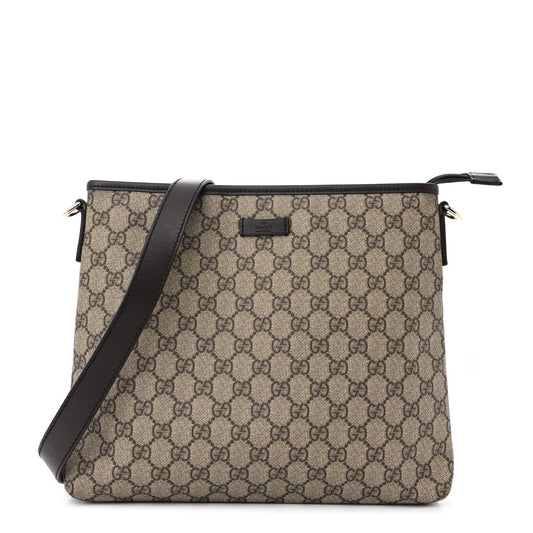 Gucci GG Plus Monogram Medium Flat Messenger Bag Dark Brown