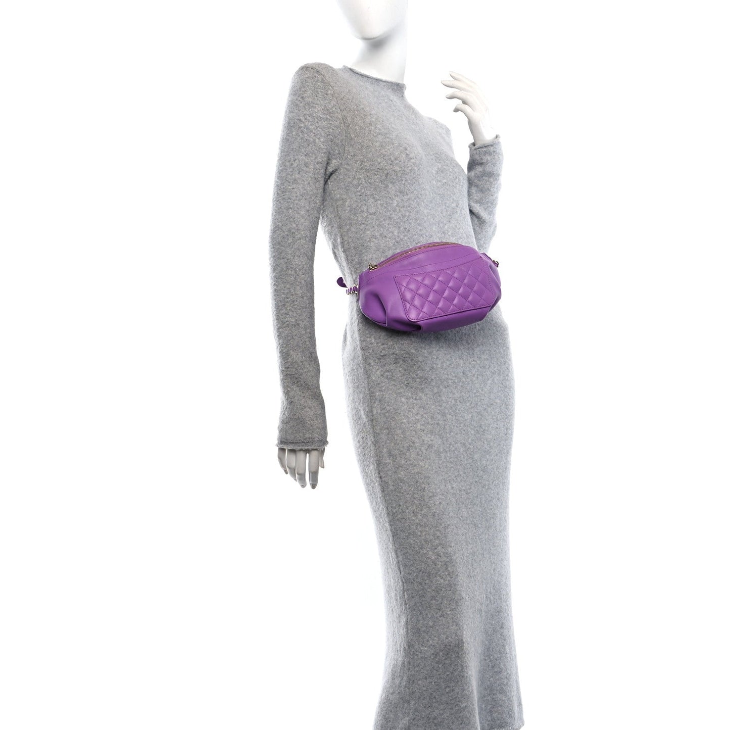 Chanel Lambskin Quilted Waist Belt Bag Purple