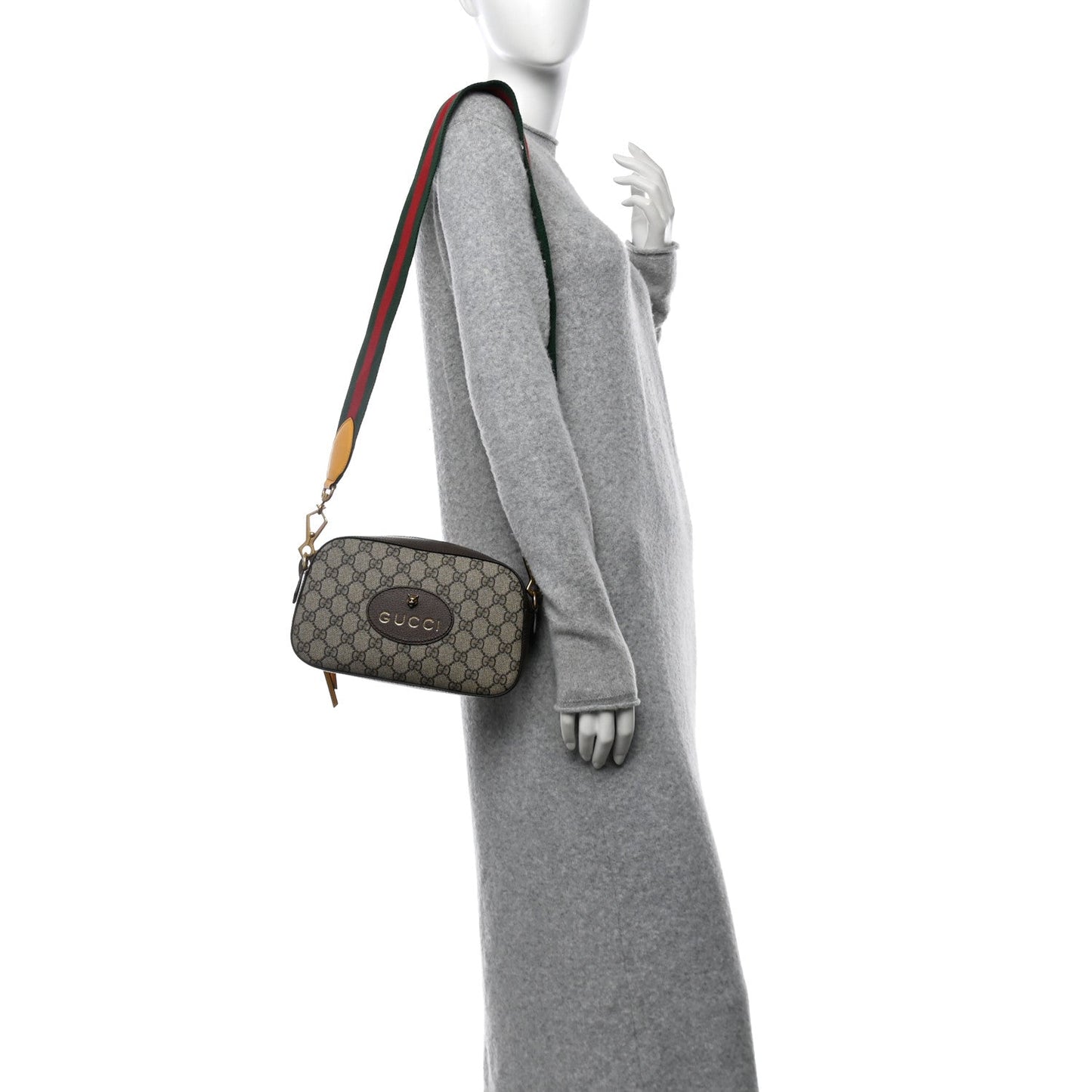 Gucci GG Supreme Monogram Web Neo Vintage Shoulder Bag Beige New Acero Crop